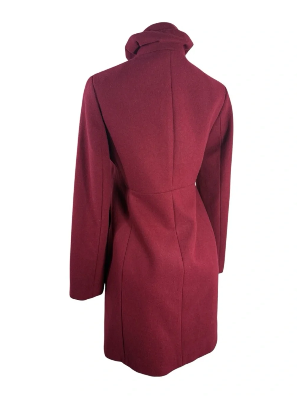J. CREW Women's Burgundy Stand-Collar Wool Pea Coat Size 2 - Picture 3 of 5